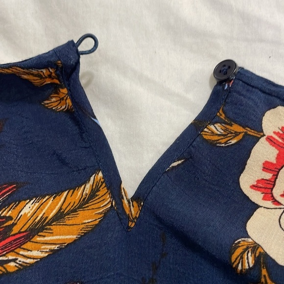 Cream | Floral | Print | Navy |Scoop Neck |3/4 Sleeve |Blouse |Size 42 EUR/10-12 - Picture 15 of 15